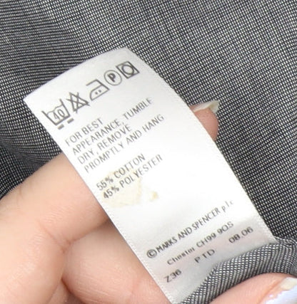 Marks and Spencer Men’s Grey Non-Iron Long Sleeve Shirt Size 17 Regular Fit