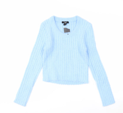 New Look Girls Blue Fluffy Ribbed Pullover Jumper Age 14-15 Years