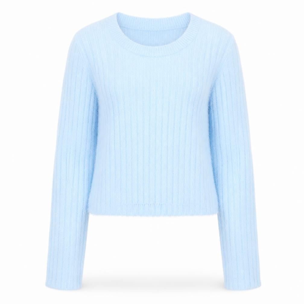 New Look Girls Blue Fluffy Ribbed Pullover Jumper Age 14-15 Years