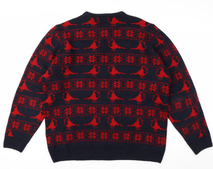 Marks and Spencer Men's Blue XL Christmas Robin Jumper Knit Pullover
