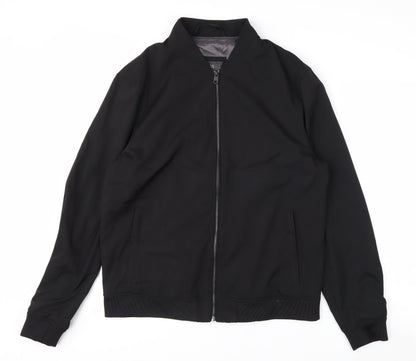 Marks and Spencer Men's Black Bomber Jacket M Lined Zip Casual Style