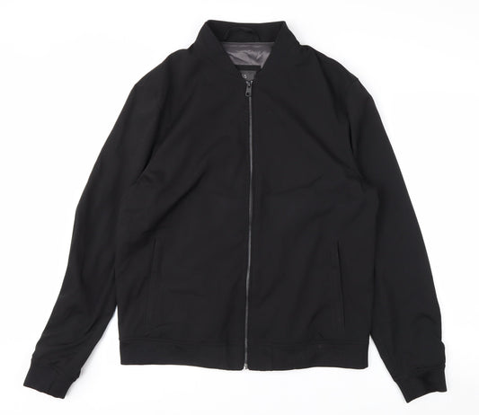 Marks and Spencer Men's Black Bomber Jacket M Lined Zip Casual Style