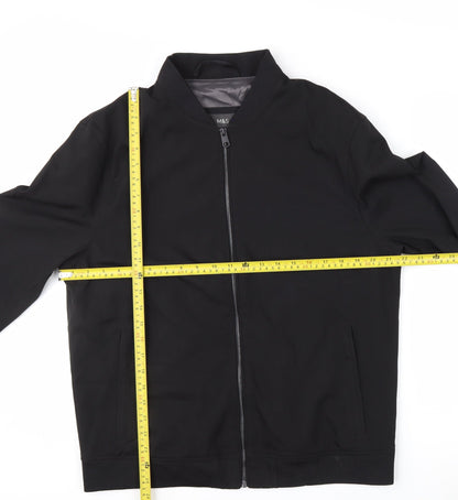 Marks and Spencer Men's Black Bomber Jacket M Lined Zip Casual Style