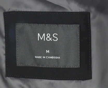Marks and Spencer Men's Black Bomber Jacket M Lined Zip Casual Style