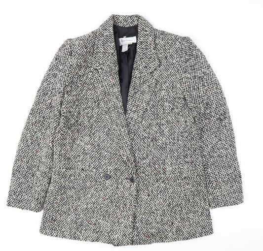 Christopher Women's Grey Tweed Wool Blend Blazer Jacket Size 7/8