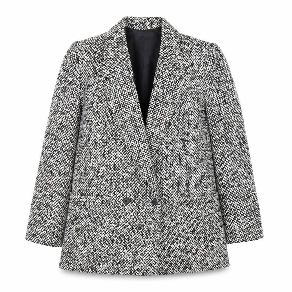 Christopher Women's Grey Tweed Wool Blend Blazer Jacket Size 7/8