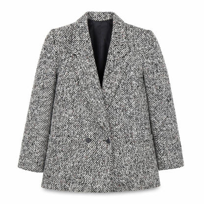 Christopher Women's Grey Tweed Wool Blend Blazer Jacket Size 7/8