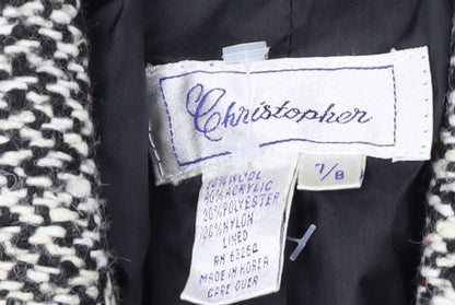 Christopher Women's Grey Tweed Wool Blend Blazer Jacket Size 7/8