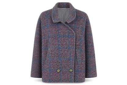 Beniffa Women’s Multicoloured Wool Blend Checked Pea Coat L
