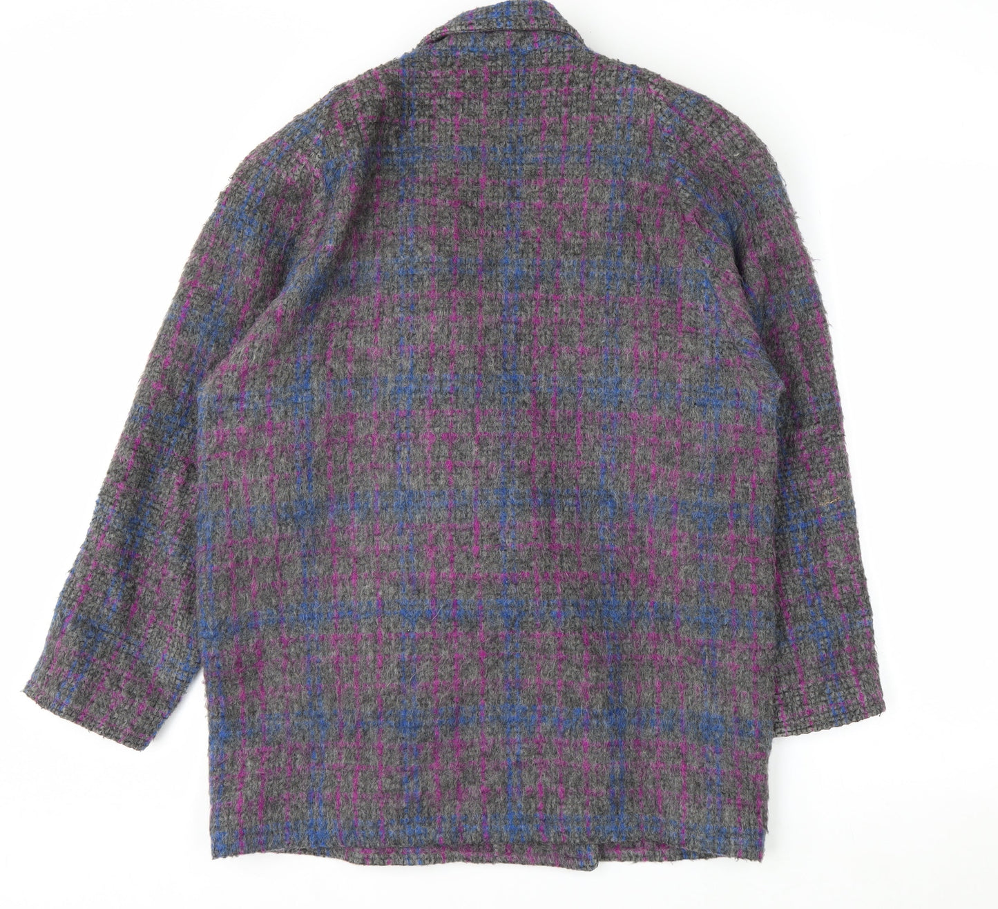 Beniffa Women’s Multicoloured Wool Blend Checked Pea Coat L