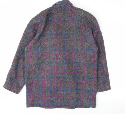 Beniffa Women’s Multicoloured Wool Blend Checked Pea Coat L