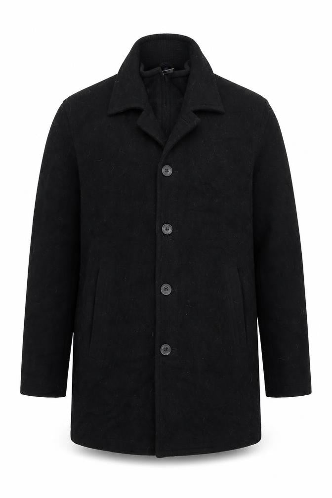 Chaps Men's Black Wool Blend Long Overcoat Size S