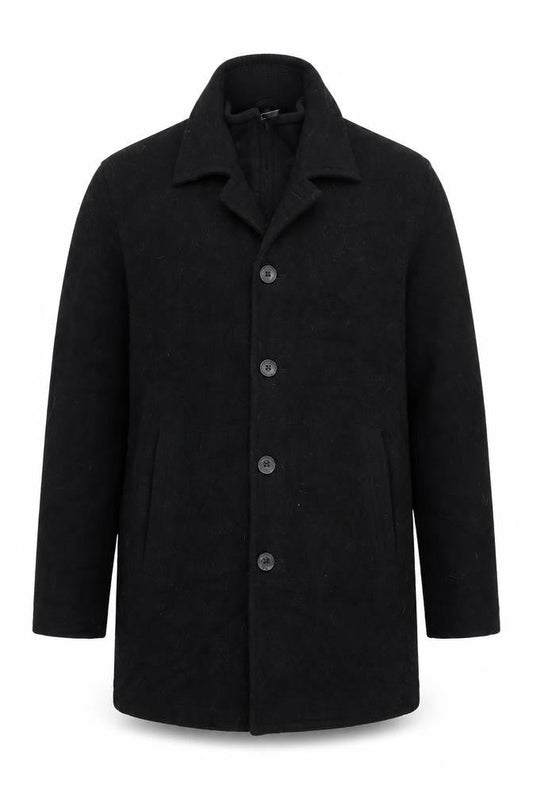 Chaps Men's Black Wool Blend Long Overcoat Size S