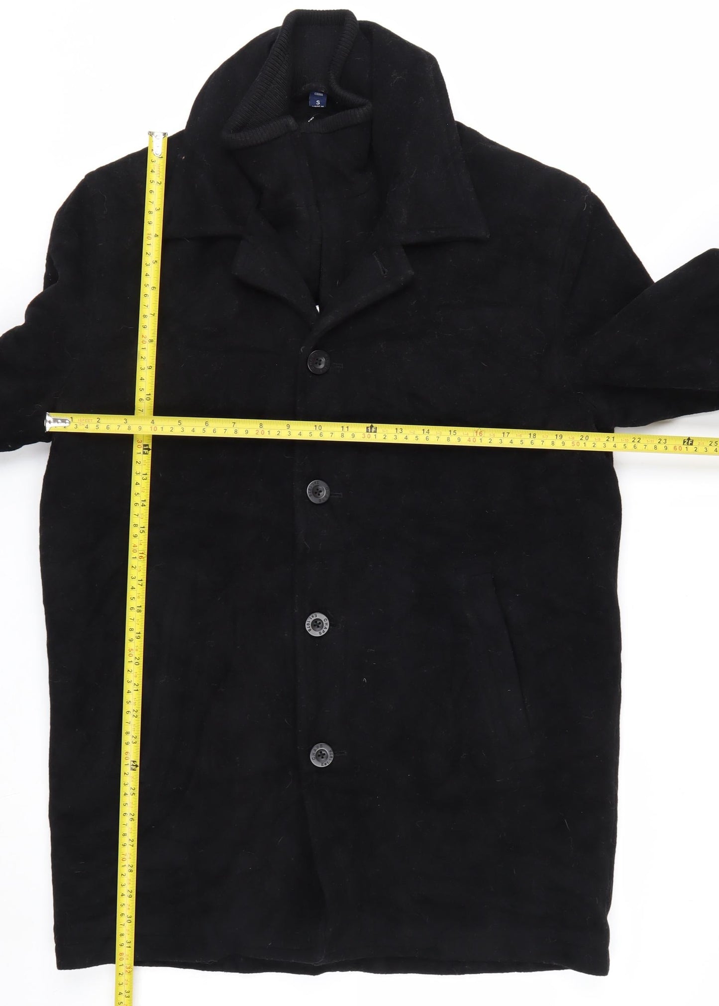 Chaps Men's Black Wool Blend Long Overcoat Size S