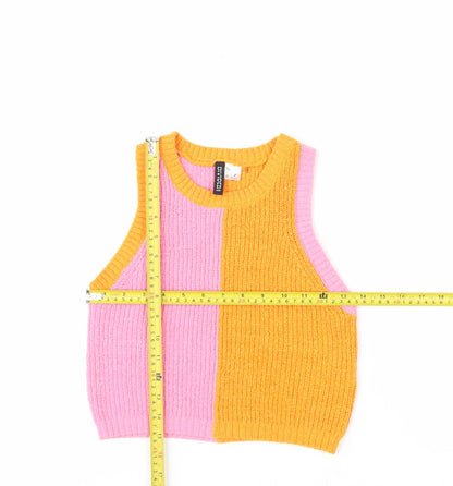 H&M Divided Women's Pink Orange Cropped Knit Tank Top Size S