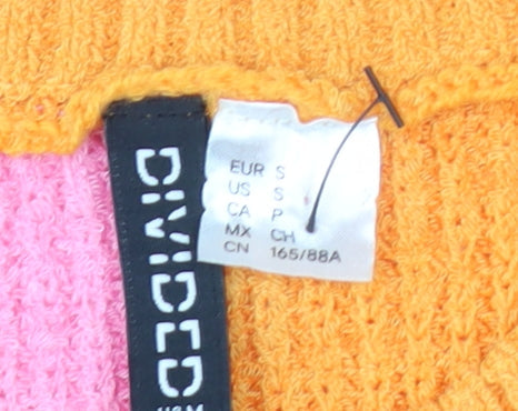 H&M Divided Women's Pink Orange Cropped Knit Tank Top Size S