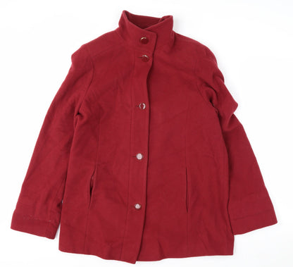 Marks and Spencer Women Red Wool Blend Mid-Length Button Coat Size 14