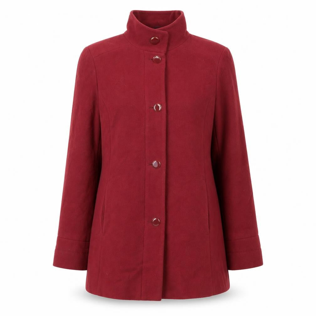 Marks & Spencer Women Red Wool Blend Mid-Length Button Coat Size 14