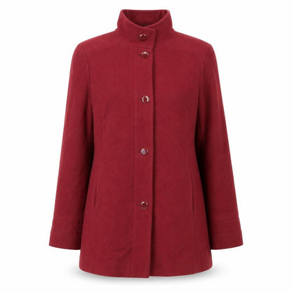 Marks & Spencer Women Red Wool Blend Mid-Length Button Coat Size 14