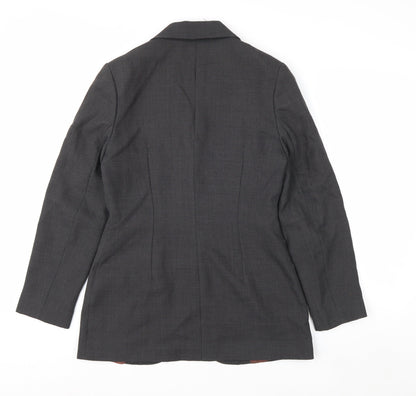 Monsoon Women Grey Wool Blend Suit Jacket UK 10 Classic Tailored Blazer