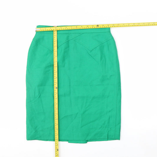 Boutique Collection Women's Green Linen Pencil Skirt Size 12