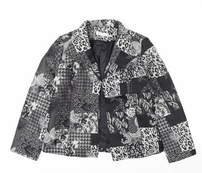 Christopher & Banks Women's Black Patchwork Jacquard Blazer M