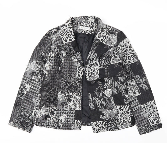 Christopher & Banks Women's Black Patchwork Jacquard Blazer M