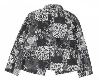 Christopher & Banks Women's Black Patchwork Jacquard Blazer M