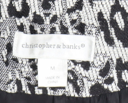 Christopher & Banks Women's Black Patchwork Jacquard Blazer M