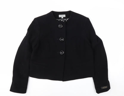Marks and Spencer Womens Black Wool Blend Cropped Blazer Size 14