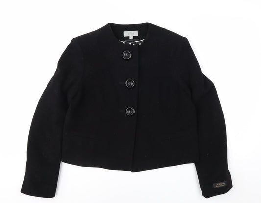 Marks and Spencer Womens Black Wool Blend Cropped Blazer Size 14