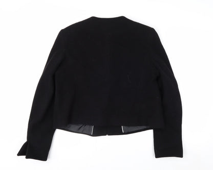 Marks and Spencer Womens Black Wool Blend Cropped Blazer Size 14