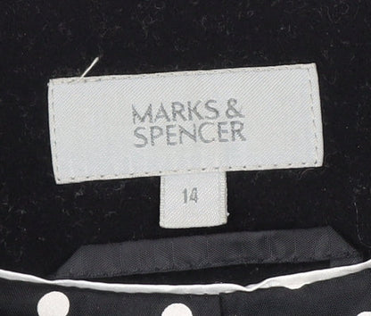 Marks and Spencer Womens Black Wool Blend Cropped Blazer Size 14