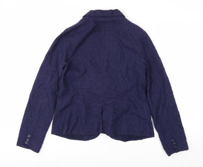 Gap Women's Blue Cotton Lace Blazer UK 8 Classic Notch Lapel Jacket