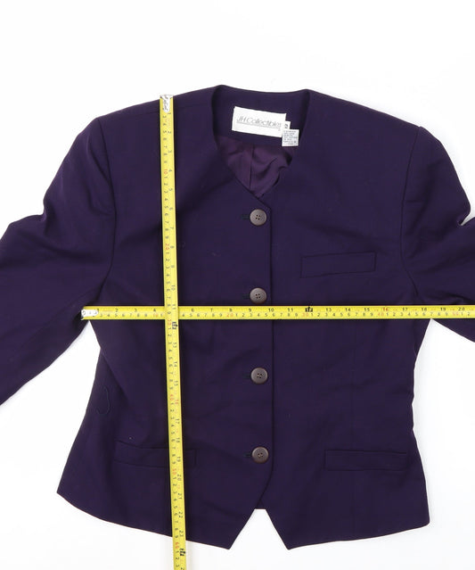 JH Collectibles Womens Purple Wool Suit Jacket Blazer Size 12