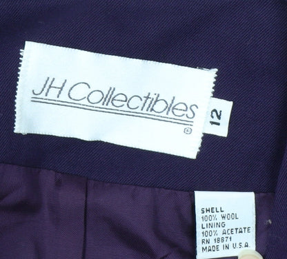 JH Collectibles Womens Purple Wool Suit Jacket Blazer Size 12