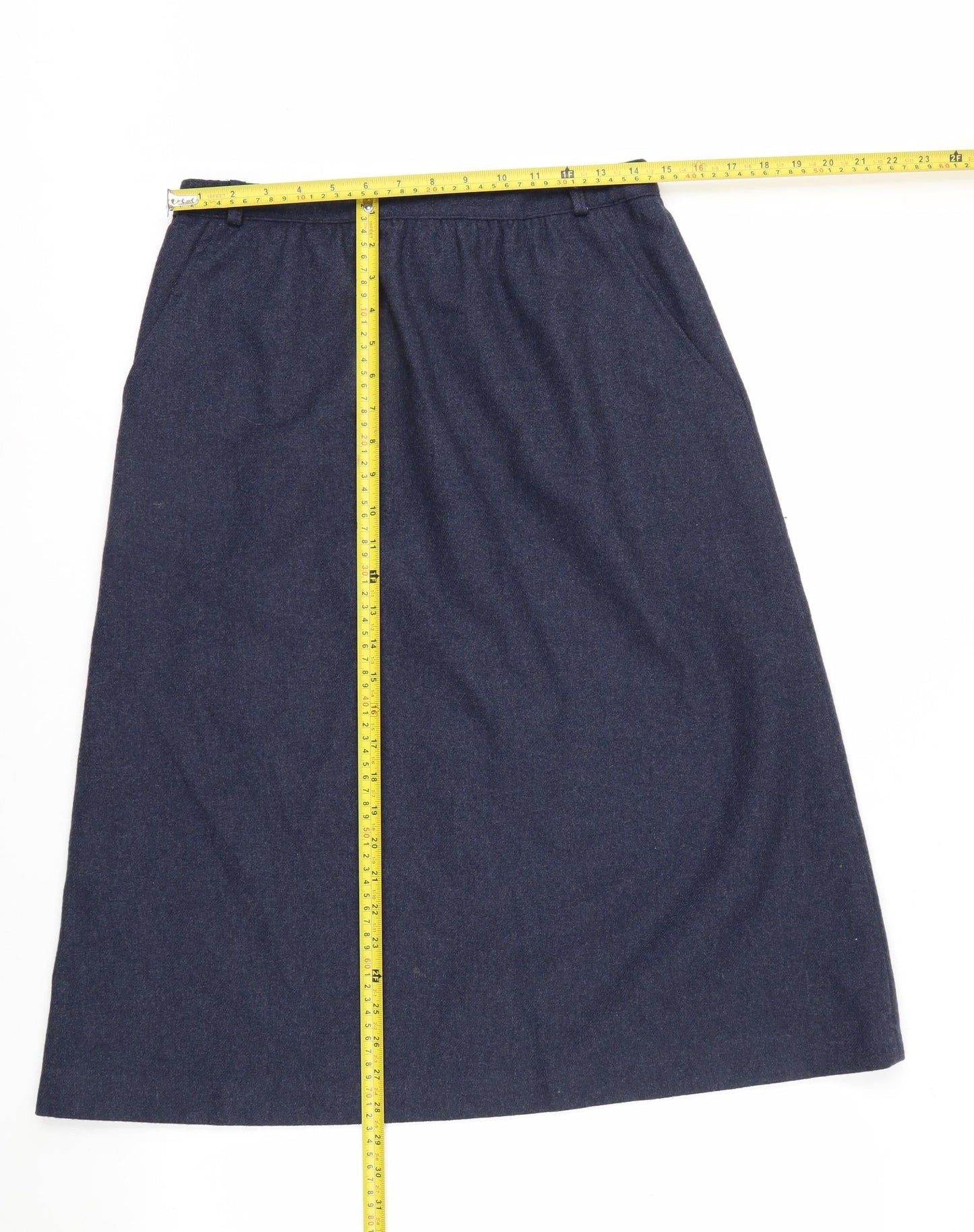 Anderson-Little Women's Blue Wool Blend A-Line Midi Skirt Size 12