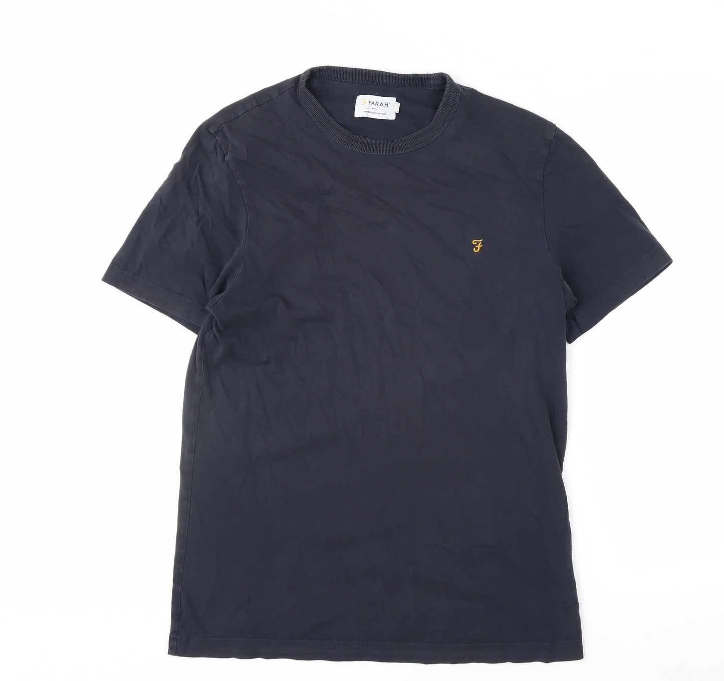 Farah Men's Blue M Crew Neck Organic Cotton T-Shirt
