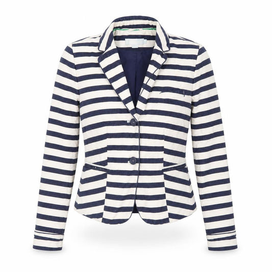 Boden Women Blue Striped Linen Cotton Blazer UK 10 Regular Fit