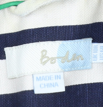 Boden Women Blue Striped Linen Cotton Blazer UK 10 Regular Fit