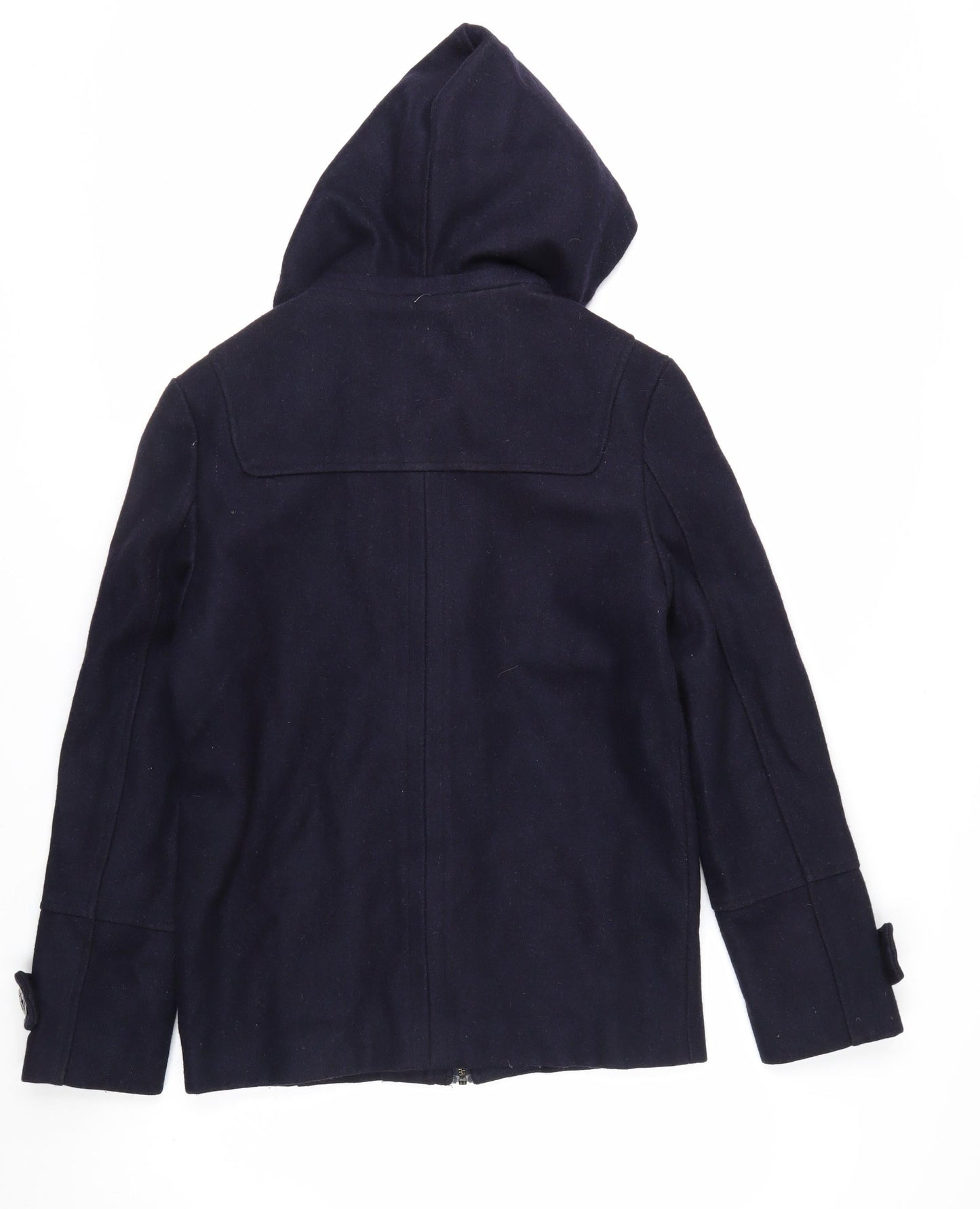 Squad Men’s Blue Cotton Duffle Coat Jacket Size M Hooded Mid-Length