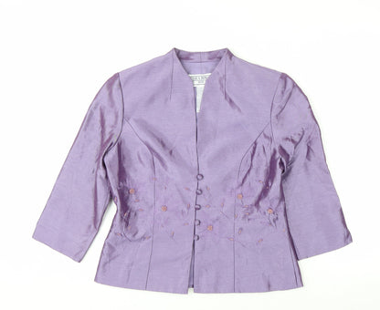 Jessica Howard Petite Purple Floral Embroidered Suit Jacket Size 6