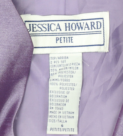 Jessica Howard Petite Purple Floral Embroidered Suit Jacket Size 6