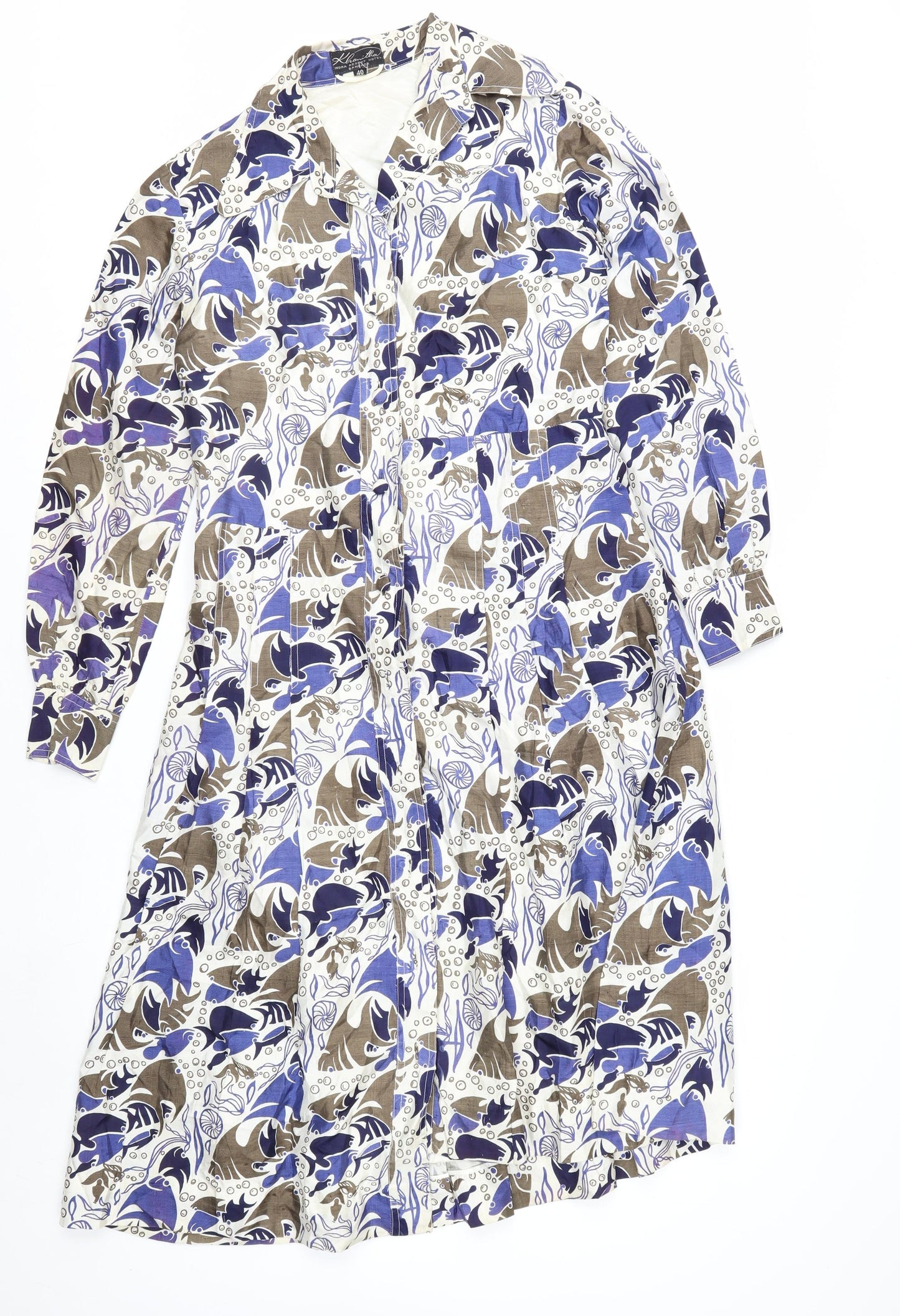 Khanitha Women’s Multicoloured Long Cotton Belted Overcoat Size 12