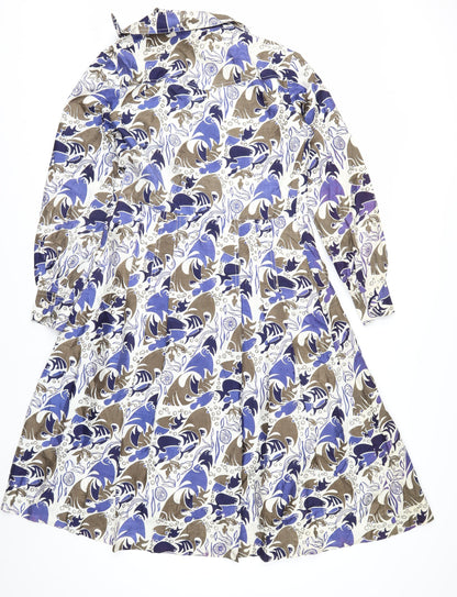 Khanitha Women’s Multicoloured Long Cotton Belted Overcoat Size 12