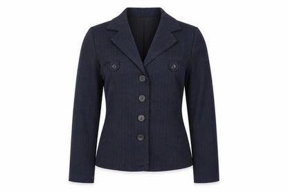 R Petites Navy Pinstripe Petite Blazer Womens Size 2 Wool Blend