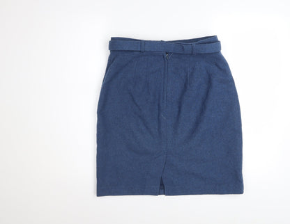 San Francisco Collection Women's Blue Wool Blend Knee Length Pencil Skirt Size 8