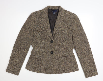 Ann Taylor Womens Beige Wool Blend Blazer Jacket Size 10 Classic Fit