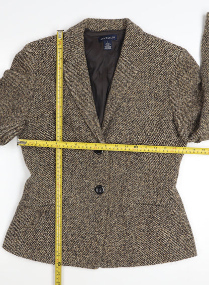 Ann Taylor Womens Beige Wool Blend Blazer Jacket Size 10 Classic Fit