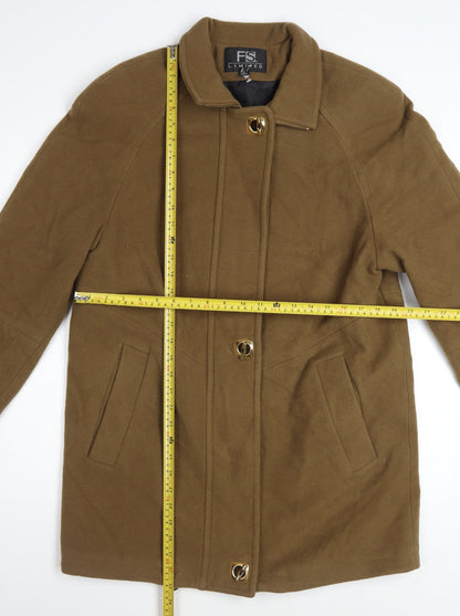 FS Limited Women's Brown Wool Mid-Length Overcoat Size S